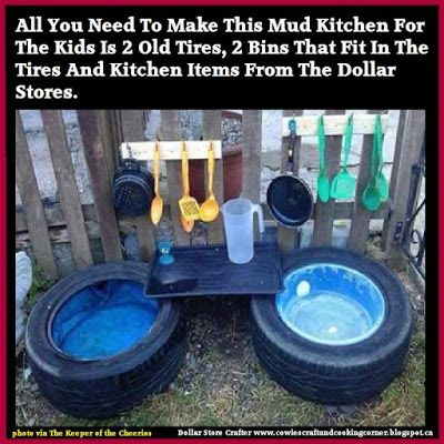 Dollar Store Crafter: DIY Mud Kitchen ~ Backyard Fun Eyfs Outdoor Area, Outdoor Play Space, Outdoor Learning Spaces, Outdoor Play Spaces, Diy Mud Kitchen, Outdoor Play Areas, Outdoor Play Area, Kids Outdoor Play, Sensory Garden