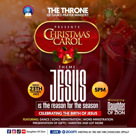 Carol Service Flyer Design, Christmas Carol Flyer Design, Carol Flyer Design, Church Template, Graphic Design Inspiration Poster, Flyer Inspiration, Church Media Design, Christmas Leaves, Flyers Design