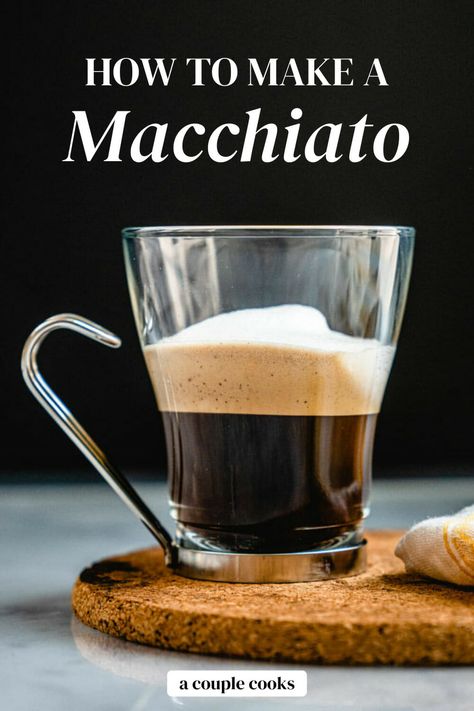 Here's how to make a macchiato...the real way! This coffee drink features a shot of espresso topped with a layer of frothy foam. #macchiato #foam #froth #coffee #espresso #espressodrink #coffeedrink #caffemacchiato #espressomacchiato How To Make A Macchiato At Home, How To Make Macchiato, How To Make A Macchiato, Macchiato Coffee Recipe, How To Make A Machiatto At Home, Macchiato Recipe At Home, Coffee Buffet, Starbucks Macchiato, Breville Bambino