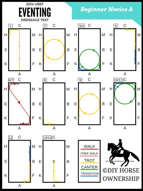 USEF 2014 Beginner Novice Eventing Dressage Diagrams BN A Dressage Exercises Training, Horse Jumping Exercises, Riding Ideas, Dressage Tests, Dressage Exercises, Riding Exercises, Dressage Arena, Horse Training Exercises, Horseback Riding Tips