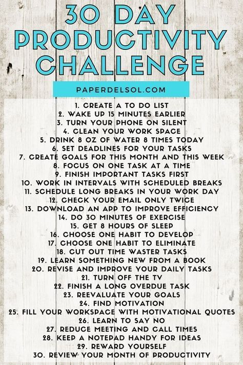 30 Day Productivity Challenge Bujo Habits, Productivity Challenge, Personal Challenges, Happiness Challenge, Productive Things To Do, Vie Motivation, Task List, Improve Productivity, Action Plan