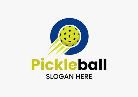 Pickle Ball Logo Design, Pickleball Logo Design, Social Media Branding Design, Media Branding, Sports Logo Design, Pickle Ball, Vector Template, Letter O, Social Media Branding