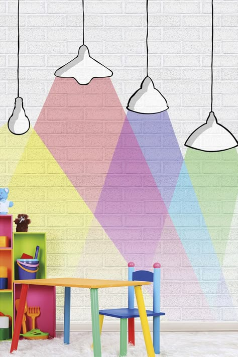 Kids Playrooms, Kindergarten Design, School Interior, Kids Line, Wall Paint Designs, Kids Interior, Mural Wall Art, Kids Wallpaper, Play Room