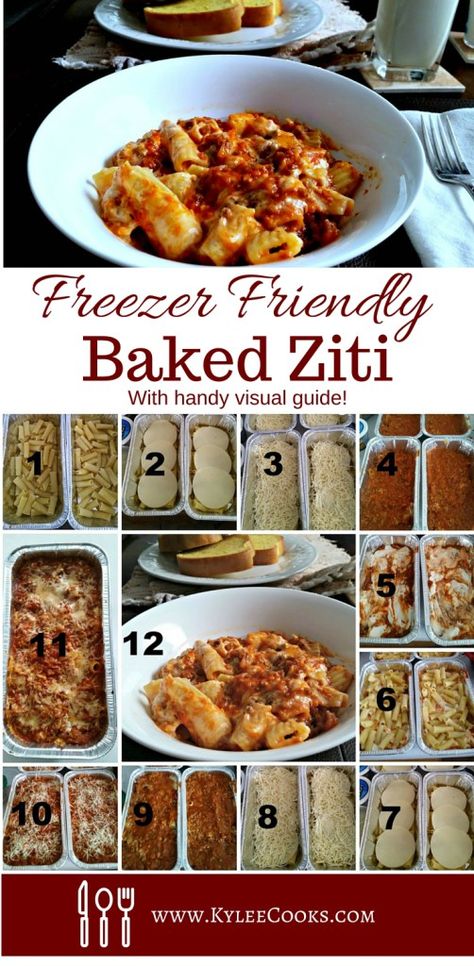 Comfort food at its very very finest. Cheesy, gooey, and absolutely delicious. A tasty meat sauce, mixed with pasta, cheese and sour cream. Freezer friendly - this dish is a winner! Moving Meals, Pasta Monday, Pasta Ziti, Cheese Baked Ziti, Freezer Casserole, Easy Baked Ziti, Pasta Cheese, Freezer Dinners, Freezer Food