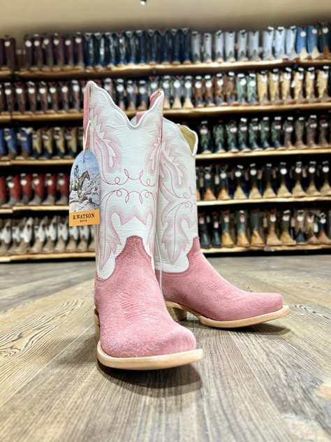 Saddle Rags, The Western Store is proud to offer the best selection of the best brands, at the best prices for all your western wear needs for 25 years and counting! Pink And White Cowboy Boots, Light Pink Cowboy Boots, Miss Rodeo America Outfits, Girly Cowboy Boots, R Watson Boots, Women’s Cowboy Boots, Pink Out Outfits, Cowgirl Boots Outfits, Colored Cowboy Boots