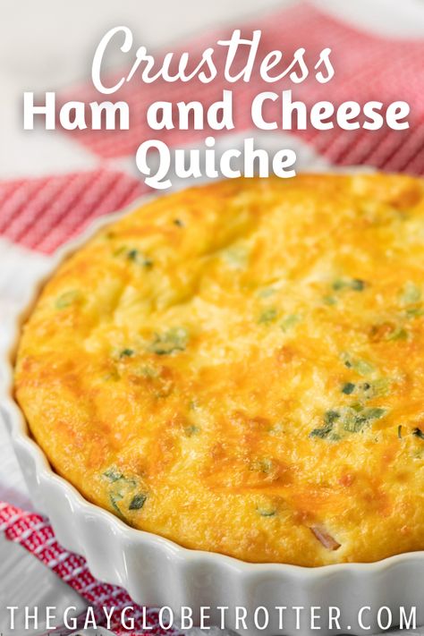 Crustless Ham And Swiss Quiche, Quish Recipes Easy No Crust, Quiche Recipes With Cottage Cheese, Quish Recipes Easy, Quish Recipes, Ham Quiche Recipe, Egg Quiche Recipes, Quiche Crustless, Crustless Quiches