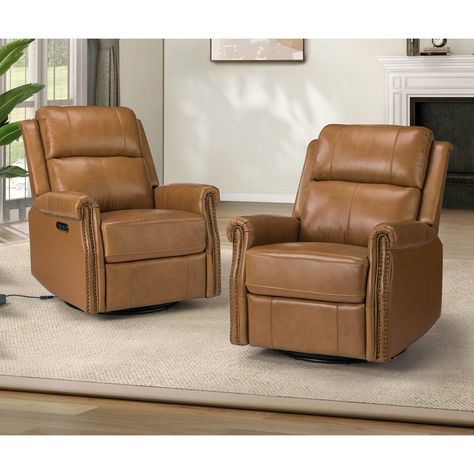 Lark Manor Alaynie Genuine Leather Power Rocking Recliner & Reviews | Wayfair Rocking Recliner, Power Recliner Chair, Recliner Chairs, Rocker Chairs, Nursery Chair, Electric Recliners, Power Recliner, Leather Recliner, Furniture Deals