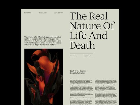 The Real Nature – Article Layout by Marko Cvijetic on Dribbble Article Layout, 잡지 레이아웃, Editorial Design Layout, Editorial Articles, Real Nature, Text Layout, Magazine Layout Design, Typography Layout, Publication Design