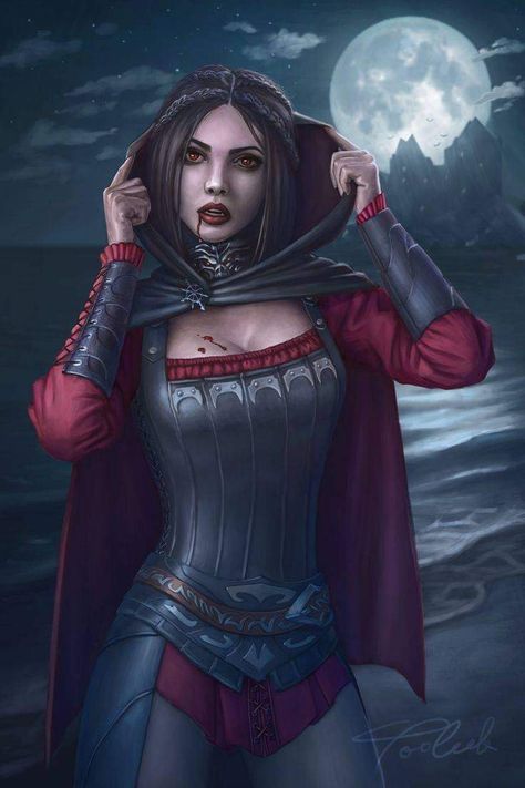 Skyrim Art, Elder Scrolls Art, Elder Scrolls Skyrim, Female Vampire, Heroic Fantasy, Gothic Fantasy Art, Vampire Girls, Vampire Art, Elder Scrolls V Skyrim