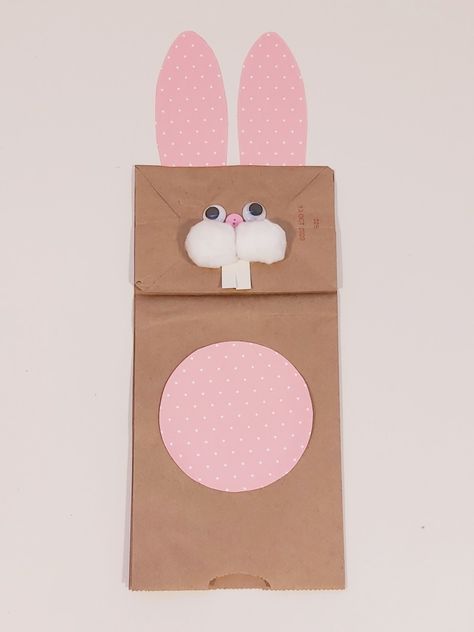 Bunny Paper Bag, Paper Bag Crafts For Kids, Paper Bag Bunny, Bag Crafts For Kids, Afterschool Crafts, Bunny Puppet, Paper Bag Crafts, Button Nose, Papel Craft