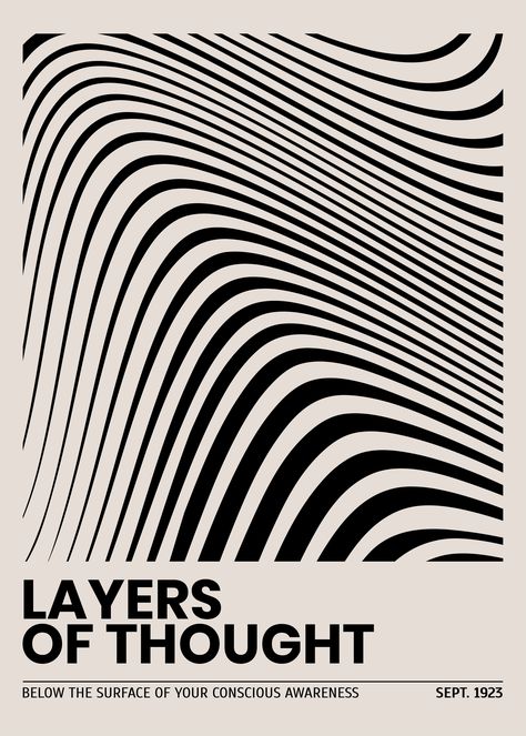 Black and White Modern Minimal Abstract Wavy Line Vintage Minimalism Graphic Design, Minimal Poster Design Minimalist, Landscape Drawing Easy, Apparel Design Inspiration, 3d Logo Design, Acid House, Minimal Poster, Wavy Lines, Principles Of Design