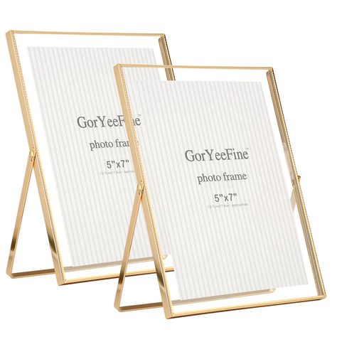 PRICES MAY VARY. 【Luxury Floating Viewing Frame 】GorYeeFine picture frame made of a gold metal Lace Edge frame and 2 pieces of transparent glass, making it looks very simple and elegant, with a light luxury style. the 6x8'' frame appears that the photo has a floating effect on it. 【Wide Applications】Display 3.5x5'', 4x6'' , 5x7'' by floating effect or display full size 6x8'' photo, It can be used to display photos, posters, DIY paintings, etc.You can put it in the living room, bedroom, or entran Photo Wall Layout, Picture Frames Gold, Photo Walls Bedroom, Posters Diy, Tabletop Shelf, Entrance Cabinet, Canvas Photo Wall, Floating Picture Frames, Diy Paintings