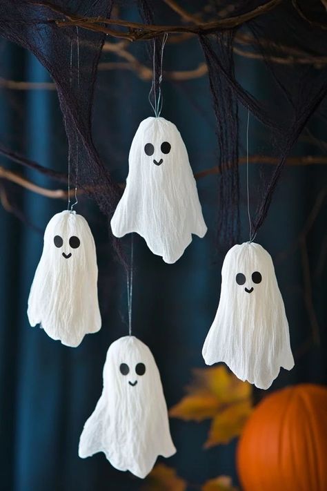 "Bring a touch of Halloween magic to your home with DIY Hanging Ghosts and Bats! 👻🦇 Perfect for creating a fun and spooky atmosphere. 🌟✨ #HalloweenDIY #HangingDecor #SpookyIdeas" Hanging Ghosts Diy, Hanging Bats, Ghost Diy, Hanging Ghosts, Halloween Magic, Diy Hanging, Halloween Night, Halloween Diy, Hanging Decor