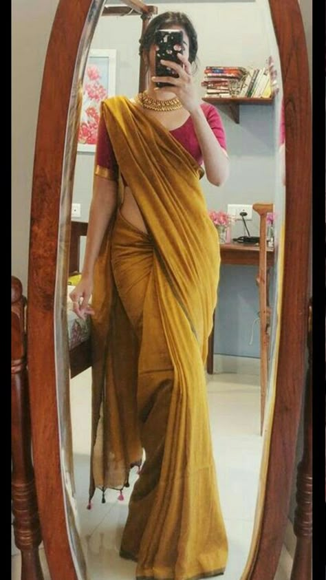 Khadi Cotton Saree, Silk Cotton Sarees, Yellow Colour, Self Design, Saree Fabric, Cotton Sarees, Saree With Blouse, Blouse Length, Blouse Fabric