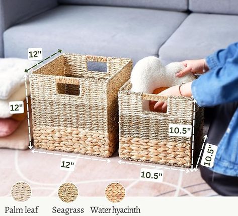 Amazon.com: CHI AN HOME Wicker Storage Cubes 10.5 x 10.5, Set of 4 Heavy Duty Hyacinth Square Baskets for Shelf, Storage Cube Bins, 11x11 Cube Storage Bins, 11x11 Cubby Kallax Inserts : Home & Kitchen Kallax Inserts, Baskets For Shelves, Cube Storage Bins, Storage Cubes, Wicker Storage, Square Baskets, Storage Cube, Wicker Baskets Storage, Shelf Storage