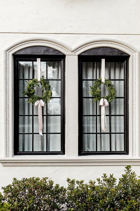 Heights House Christmas Exterior First Day Of November, Christmas Exterior, Heights House, Window Wreath, Christmas Decor Inspiration, Christmas Tours, Christmas Inspo, Front Porch Christmas Decor, Christmas Porch