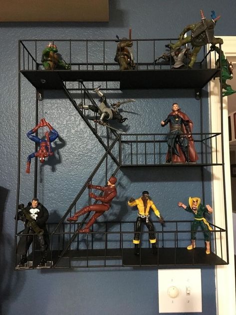 Maximoff Hale, Toy Collection Room, Childhood Room, Nerd Decor, Shelf Decor Living Room, Marvel Legends Action Figures, Diorama Ideas, Video Game Room Design, Marvel Figure