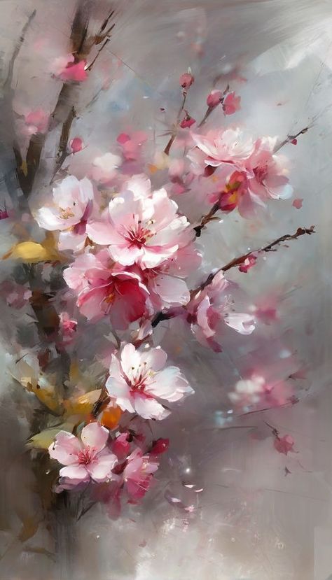 Cherry blossoms. Willem Haenraets has created a stunning and... by Didier Junk - Playground Cherry Blossom Painting, Pear Blossom, Abstract Flower Art, Gorgeous Flowers, Watercolor Flower Art, Floral Oil, 수채화 그림, Tea Art, Oil Painting Flowers