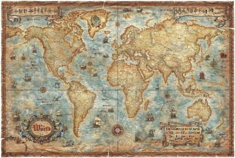 Beautiful World Maps by Rayworld World Map Mural, Map Wall Mural, Map Murals, Antique World Map, World Map Wallpaper, Map Wallpaper, Old World Maps, Old Maps, Arte Sketchbook