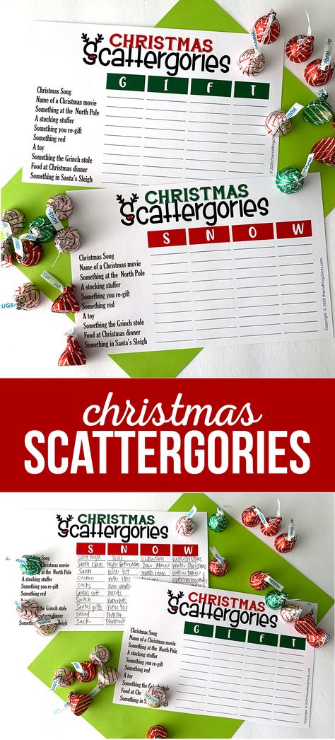 Scattergories Christmas Free Printable, Games For Christmas Party Families Fun Free, Christmas Eve Party Ideas Activities, Fun Christmas Party Game, Scattegories Christmas Free Printable, Free Christmas Games To Print, Who Am I Christmas Game, Free Printable Christmas Games Families, Christmas Party Games For Groups Free Printable