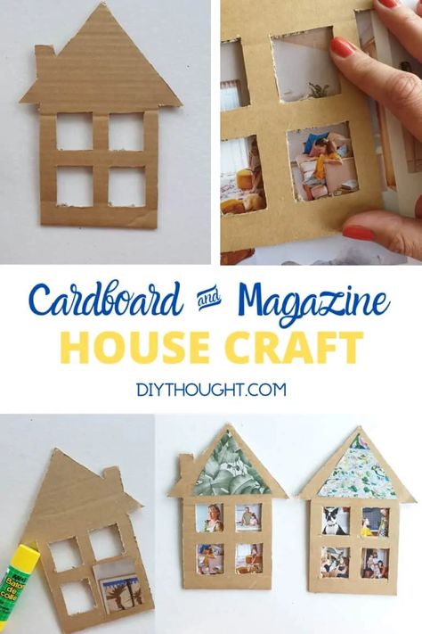 House Magazine, Building Crafts, Cardboard Craft, House Craft, Cardboard Box Crafts, House Crafts, Magazine Crafts, Cardboard House, Aktivitas Montessori