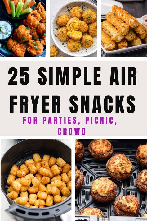 Indulge in a guilt-free crispy snacking experience with the incredible Air Fryer snacks ideas. Enjoy deliciously crunchy foods without the worry of deep-frying – a game-changer for your snack cravings! These snack recipes are healthy low calories without using oil. #airfryerrecipes#snacks | air fryer recipes healthy snacks | healthy air fryer recipes low carb snacks Air Fryer Party Snacks, Air Fryer Tapas, Air Fry Snacks, Snacks For Picnic, Air Fryer Snacks Healthy, Quick Air Fryer Snacks, Healthy Air Fryer Snacks, Air Fryer Snack Recipes, Low Calorie Air Fryer