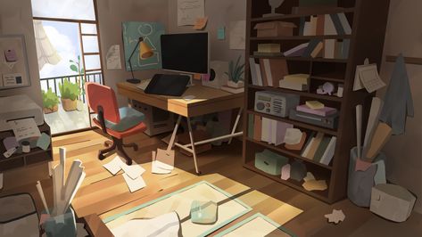 2d Interior Design, Yoshida Seiji, Desk Illustration, Home Building Kits, Cool Desktop Wallpapers, Art Studio Room, American Interior, Teenager's Room, European House