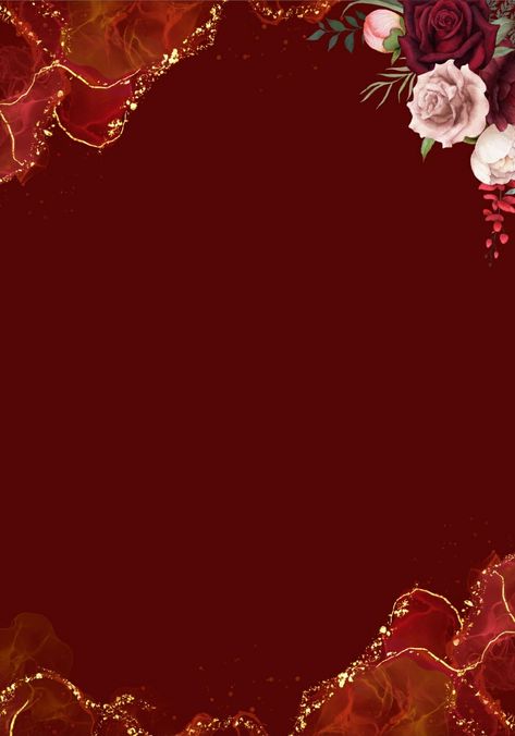 Maroon Wedding Card, Maroon Wedding Invitations Template, Invitation Card Design Red, Maroon And Gold Background, Blank Wedding Invitation Templates, Maroon Background, Wedding Borders, Flower Background Design, Red Wedding Invitations