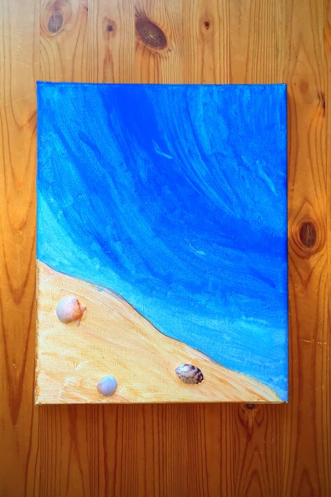 Beach Art Projects, Easy Painting For Kids, Acrylic Ocean, Seashore Paintings, Beach Canvas Paintings, Beach Scene Painting, Beach Craft, 4th Grade Art, Beach Artwork