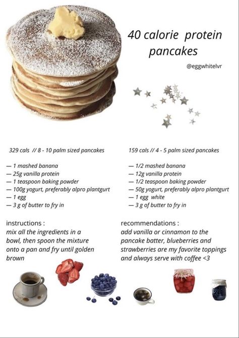 Low Calorie Pancakes, Food Calories List, Pancake Calories, Low Cal Recipes, Makanan Diet, Snacks Saludables, Healthy Food Motivation, Think Food, Protein Pancakes