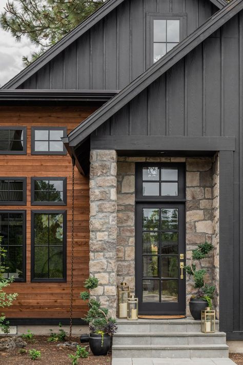 New Build – Craven Haven New Build Exterior, Hardie Board Siding, Tricorn Black, Hardie Board, Lake Houses Exterior, Board Batten, Colors Combinations, Rustic Exterior, Cabin Exterior