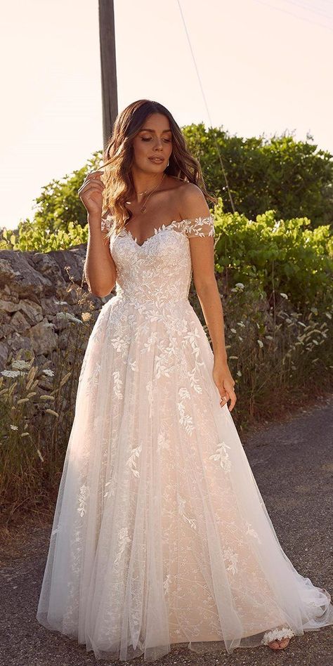 42 Off The Shoulder Wedding Dresses To See ❤  off the shoulder wedding dresses a line strapless neckline lace madilane #weddingforward #wedding #bride Bff Wedding, Madi Lane, Off Shoulder Wedding Dress, Floor Length Wedding Dress, Evening Sun, Pretty Wedding Dresses, Wedding Plan, Cute Wedding Dress, Dream Wedding Ideas Dresses