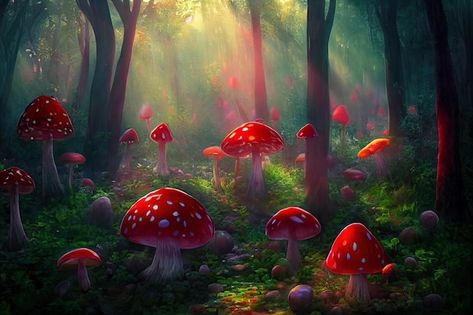 Magic mushrooms in forest | Premium Photo #Freepik #photo #magic-mushroom #fungi #mushroom #mushroom-background Mushroom Environment, Mushrooms In Forest, Mushroom Background, Sons Room, Forest Drawing, Mushroom Wallpaper, Mushroom Pictures, Pink Mushroom, Mushroom Forest