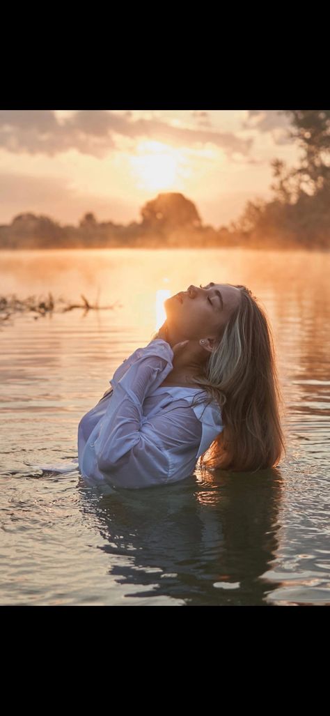 Plus Size Water Photoshoot, Dress Water Photoshoot, Walking On Water Photography, Quarry Photoshoot, Empowerment Photoshoot, Sunset Photoshoot Ideas, River Goddess, Lake Photoshoot, Water Shoot