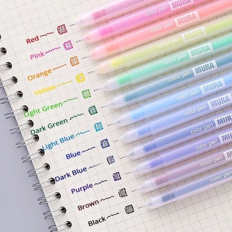 LIMITED TIME FREE SHIPPING ENDING JAN 16, 2024! Set of 12 pcs, super fine tip (0.35mm to 0.5 mm), ultra smooth gel ballpoint pens. Durable, break-free, bleed-free technology resulting in precise writing for journaling or note taking and drawings that you will fall in love with. USAGE: Ideal pen for regular writing, sketching, calligraphy, sketchbooking, colouring, journaling, nail art, painting, drawing, tattoos, and much more! QUALITY: Toxic-free, acid-free, lead free and eco-friendly. High end ink with a superior quality and durable extra fine tip. Safe for use by anyone! Conforms to ASTM-D4236. Perfect gender neutral staple craft and stationary item for children and adults of all ages! Makes perfect present / gift! Featuring vibrant colours with refillable cartridges: Black Blue Red Pin Gel Pens Coloring, Cute Stationary School Supplies, Cute School Stationary, Stationary Items, Kawaii Pens, Gel Pens Set, Korean Stationery, Stationary School, Gel Ink Pens