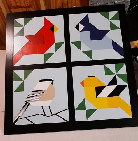 Bird Quilt Blocks, Cat Quilt Patterns, Geometric Bird, Bird Barn, Painted Barn Quilts, Barn Quilt Designs, Barn Art, Quilt Square Patterns, Barn Quilt Patterns