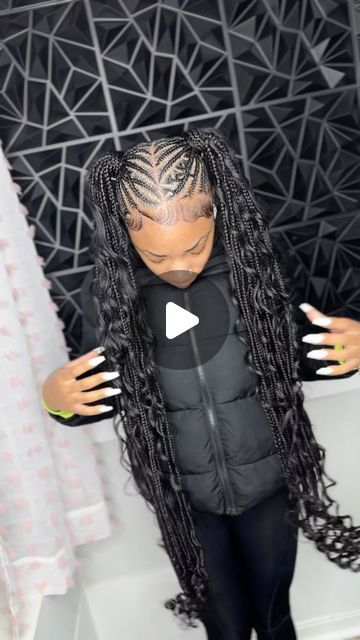 dejaabraidss💇🏾‍♀️ on Instagram: "2 feed in ponytail 😍😍(she had moving scalp it was hard to make it straight) but it’s still cute 😊" Hairstyles Straight Back Braids, Straight Up With Curls Braids, 2feed In Braids, 2 Braided Ponytail Hairstyles, 2 Ponytail Braids, Two Feed In Braids With Weave, Braided Ponytail Hairstyles Feed In, 2 Ponytails Braided, Stitch Braid Ponytail