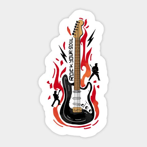 Rock n Roll your soul -- Choose from our vast selection of stickers to match with your favorite design to make the perfect customized sticker/decal. Perfect to put on water bottles, laptops, hard hats, and car windows. Everything from favorite TV show stickers to funny stickers. For men, women, boys, and girls. Rock N Roll Stickers, 80s Rock Tattoo, Rock Tattoo, 80s Rock, Rock'n Roll, Rock N, Hard Hats, Your Soul, Car Windows