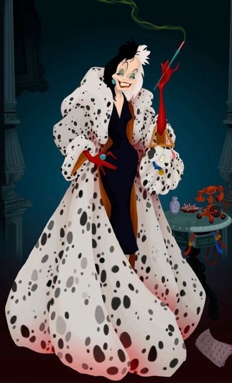 Cruela de Vil Karneval Diy, Evil Disney, Images Disney, Dark Disney, Wallpaper Disney, Disney Phone Wallpaper, Pinturas Disney, 101 Dalmatians, Disney Aesthetic