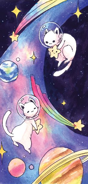 space cats pt. 2 Space Cats Aesthetic, Cats In Space Art, Space Art Inspiration, Kawaii Space Art, Space Cat Illustration, Space Cat Aesthetic, Cat Space Aesthetic, Space Drawing Aesthetic, Kawaii Space Aesthetic