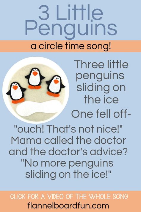 Click to watch this cute little penguin circle time song!  #preschoolsongs #penguins #rhymes #fingerplays Penguins Preschool, Penguin Songs, Toddler Circle Time, Classroom At Home, Winter Crafts For Toddlers, Circle Time Songs, Classroom Songs, Songs For Toddlers, Circle Time Activities