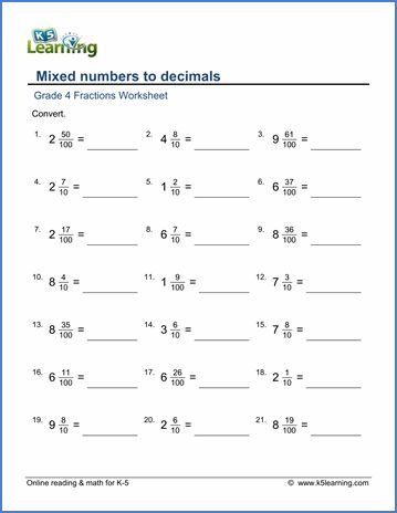 Grade 4 Fractions to Decimals Worksheet Fractions Worksheets Grade 4, Fractions To Decimals Worksheet, Math Fractions Worksheets, 4th Grade Fractions, Learning Fractions, Converting Fractions, Adding Fractions, Decimals Worksheets, 4th Grade Math Worksheets