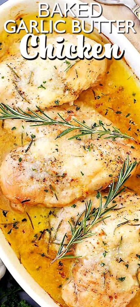 Baked Garlic Butter Chicken, Delicious Chicken Dinners, Ground Beef Stroganoff, Garlic Chicken Recipes, Diner Recept, Butter Chicken Recipe, Garlic Butter Chicken, Baked Garlic, Quick Chicken