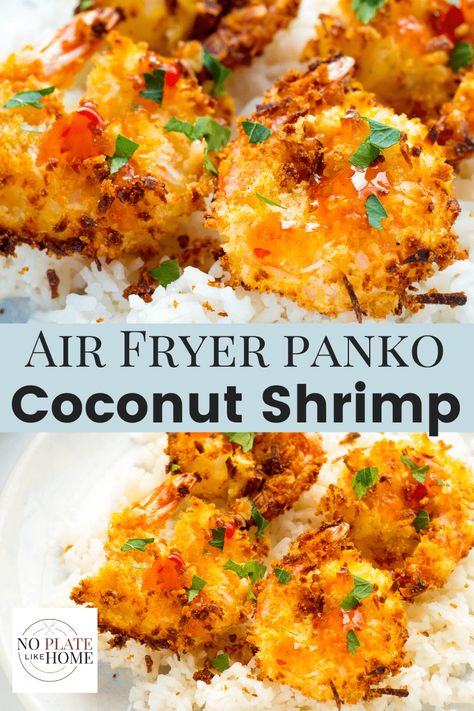 You don't have to fry coconut shrimp to get them crunchy! This flavorful baked shrimp recipe can be made in your air fryer or conventional oven with both instructions included. Air Fryer Panko Coconut Shrimp can be served as a delicious appetizer or main dish with rice or veggies. Panko bread crumbs helps make this recipe extra crunchy. Click the link to get this yummy recipe! Coconut Shrimp In Air Fryer, Coconut Panko Shrimp, Panko Shrimp Air Fryer, Shrimp With Sweet Chili Sauce, Air Fryer Coconut Shrimp, Shrimp Dinners, Roasted Shrimp Recipes, Coconut Shrimp Recipes, Shrimp Recipes Healthy