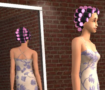 Sims 4 Hair Rollers, Sims 2 Black Hair, Roller Set Hairstyles, Ts2 Hair, Black Simmer, 2 Hair Color, Sims 2 Hair, Hair Curlers Rollers, Ts2 Cc