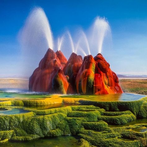 Fly Geyser Nevada, Lake Retba, Map Monde, Fly Geyser, Unique Destinations, Places Worth Visiting, Iguazu Falls, Beautiful Places On Earth, National Monuments