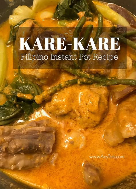 Filipino Slow Cooker Recipes, Instant Pot Filipino Recipes Easy, Kare Kare Instant Pot, Instant Pot Recipes Filipino, Instapot Filipino Recipes, Filipino Stew Recipes, Oxtail Kare Kare Recipe, Filipino Crockpot Recipes, Filipino Oxtail Recipes