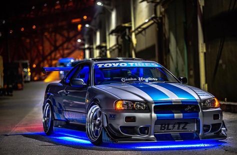 Cars of The Fast & The Furious en Instagram: ““Shit, it’s Brian” - Photo/Owner: @gen0401 - Like ❤️ Comment 💬 Turn on Notifications 🔔 - Amazing actors of the franchise: @paulwalker…” Trucks Lowered, Kereta Sport, Gtr Nissan, Nissan R34, Nissan Gtr R34, R34 Skyline, Gtr Car, Skyline Gtr R34, R34 Gtr