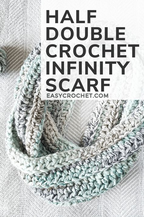 Crochet Infinity Scarf Free Pattern, Hdc Crochet, Chunky Crochet Scarf, Crochet Infinity Scarf Pattern, Simple Scarf Crochet Pattern, Crochet Scarf Easy, Crochet Cowl Free Pattern, Bookmark Crochet, Hand Knits