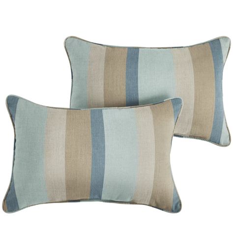 Highland Dunes Nassau Indoor/Outdoor Lumbar Pillow & Reviews | Wayfair Sunbrella Pillows, Square Pillows, Lounge Area, Outdoor Cushions And Pillows, Indoor Outdoor Pillows, Blue Throw Pillows, Sunbrella Fabric, Boho Chic Decor, Square Pillow Cover